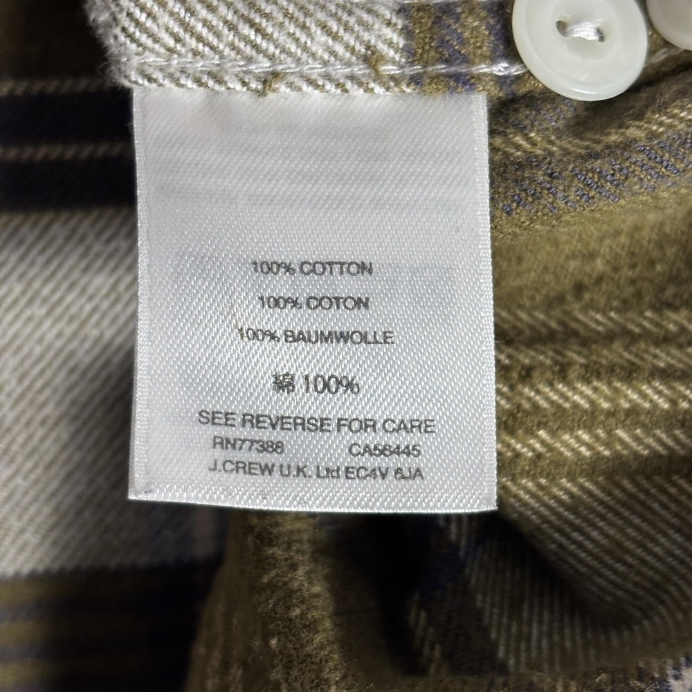 Wallace & Barnes Slim Flannel Shirt Mens XL Olive Green White Plaid Button Down - Picture 4 of 10
